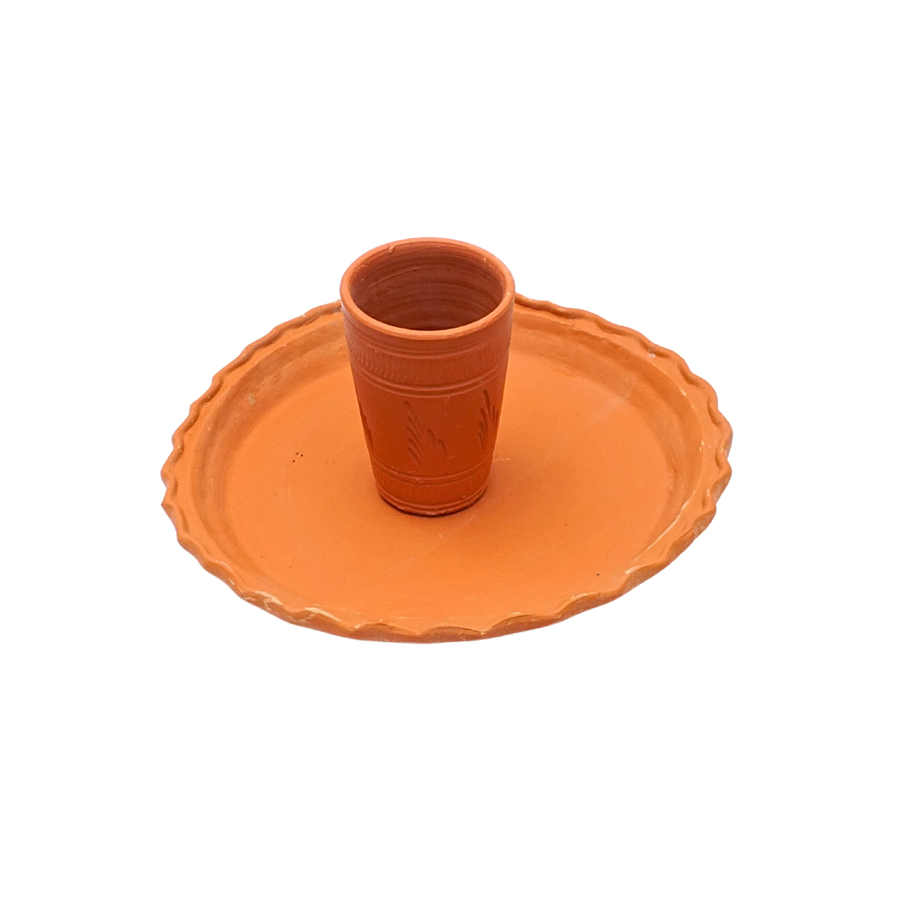 Clay Dish & Glass / মাটির থালা / Matir Thala & Glass - Set of 2 Pieces
