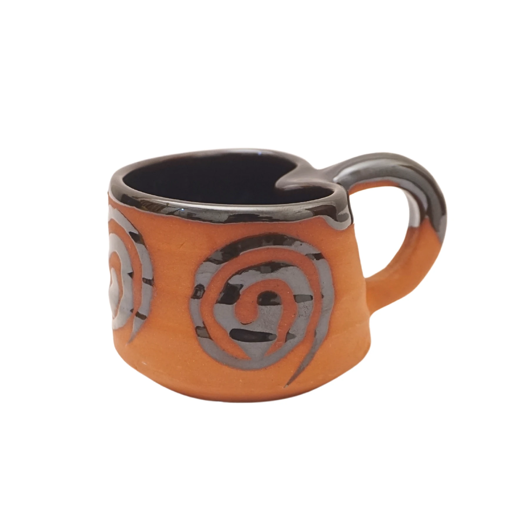 Handmade Ceramic Cotted Inside Terracotta Coffee Love Sign Tea Cup with Dynamic Colour Printed Outside Ideal for Home Use Or Gifting Purpose Pack of 6