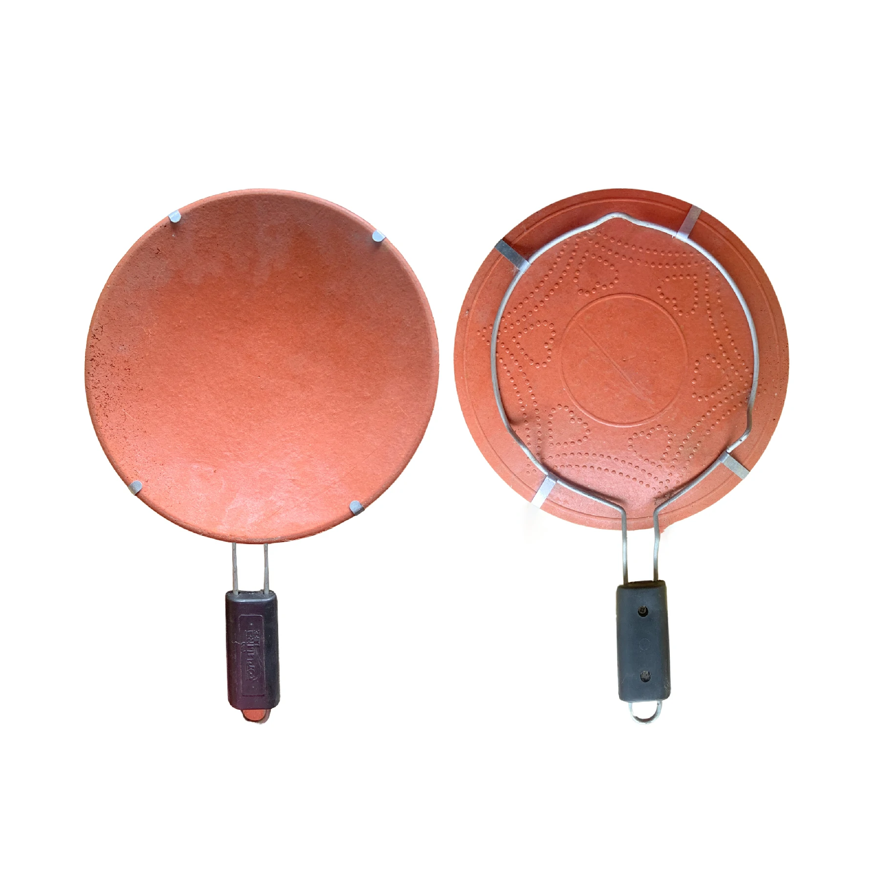 Terracotta Tawa with Plastic Handle, (9 Inches, Red)