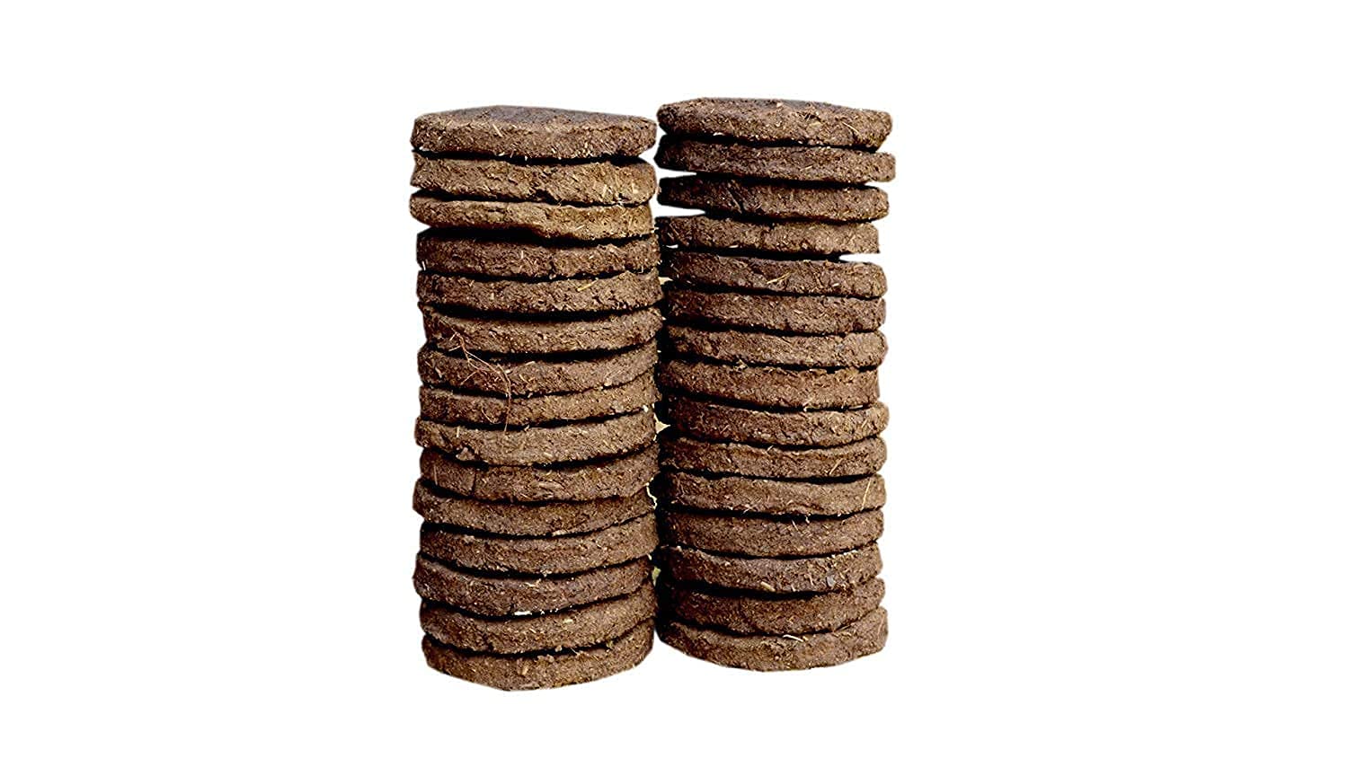 Natural & Desi Cow Dung Cakes for Pooja/Plants/Gardening/Hawan/Agnihotra/Burning - 50 Pieces Gobar Upla (ঘুটে)