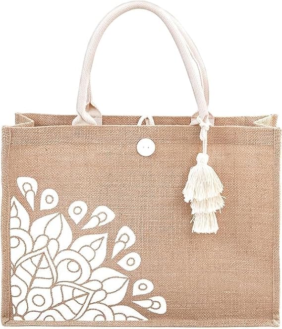 Jute Tote Bag for Women-Waterproof Beach Bag
