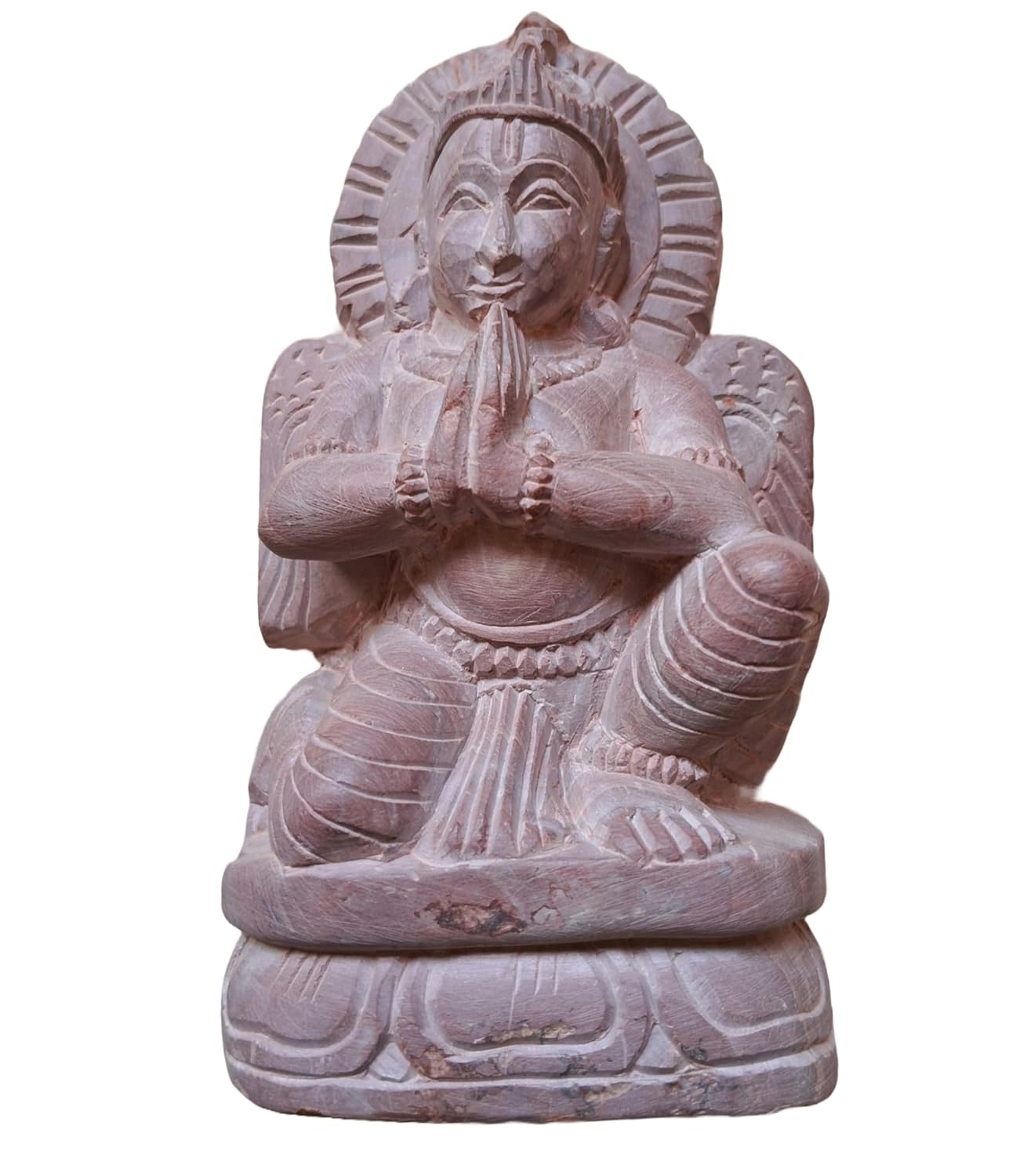 Arteastic Natural Pink Stone Statue, Hand Carving from Odisha, Garuda, Vahan of Vishnu