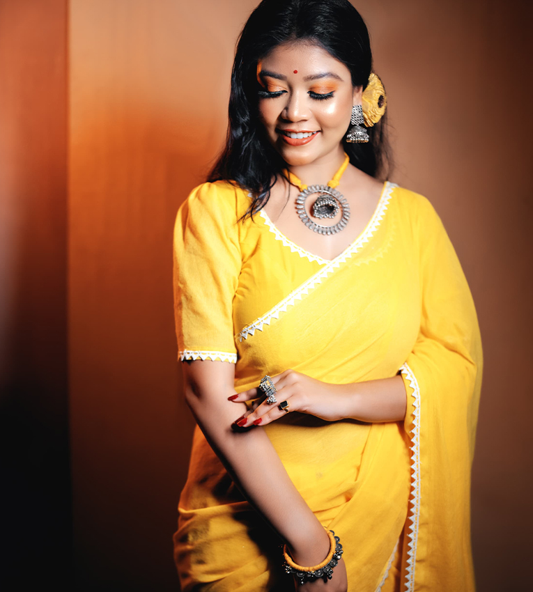 Handwoven Cotton Saree - Haldi Glow